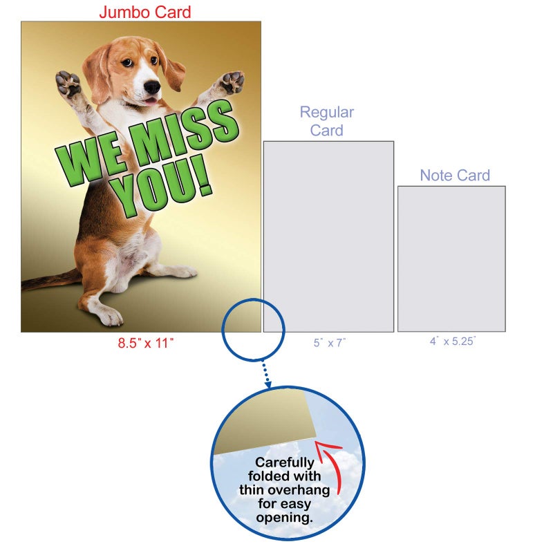 NobleWorks - Cute Miss You Greeting Card w/Envelope (Big 8.5 x 11 Inch) Pet Dog Thinking of You From All Of Us, Big Gratitude Stationery for Men and Women - Miss You This Much Dog J2232MYG-US - Image 4